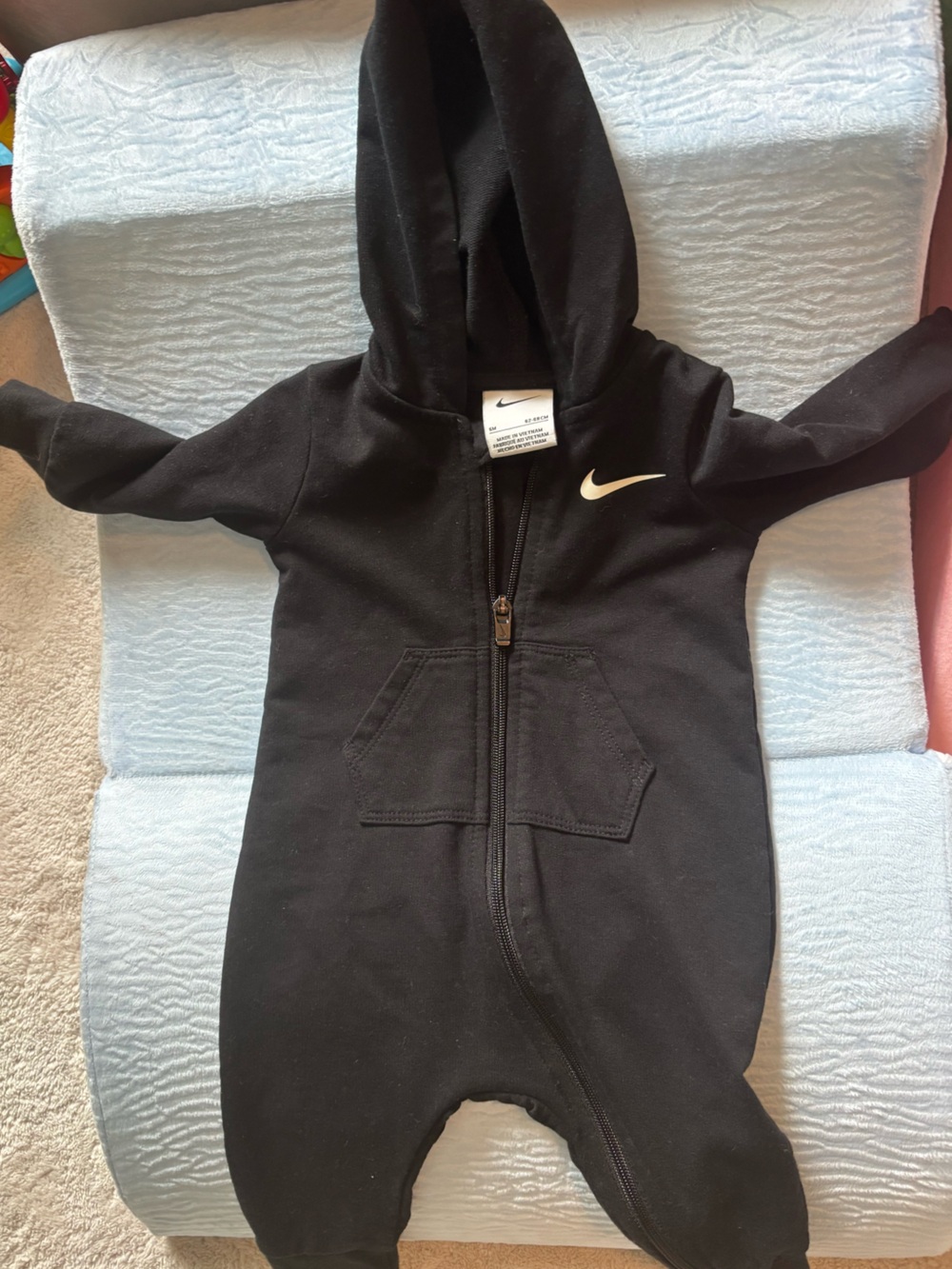 Nike Black Hoodie with White Swoosh Zip Front